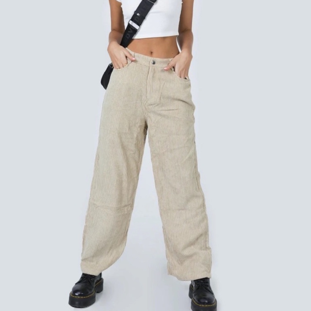 Princess Polly Beige Cream Tan Shaun Corduroy Pants - 100% Cotton Size US 2